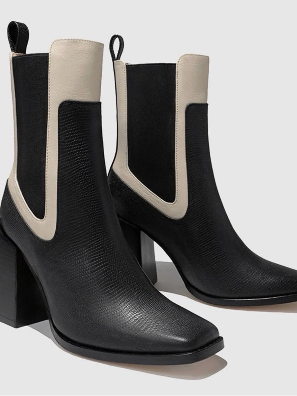 DANTE Women’s Black and Cream Block Heel Ankle Boots US8 Made in Mexico